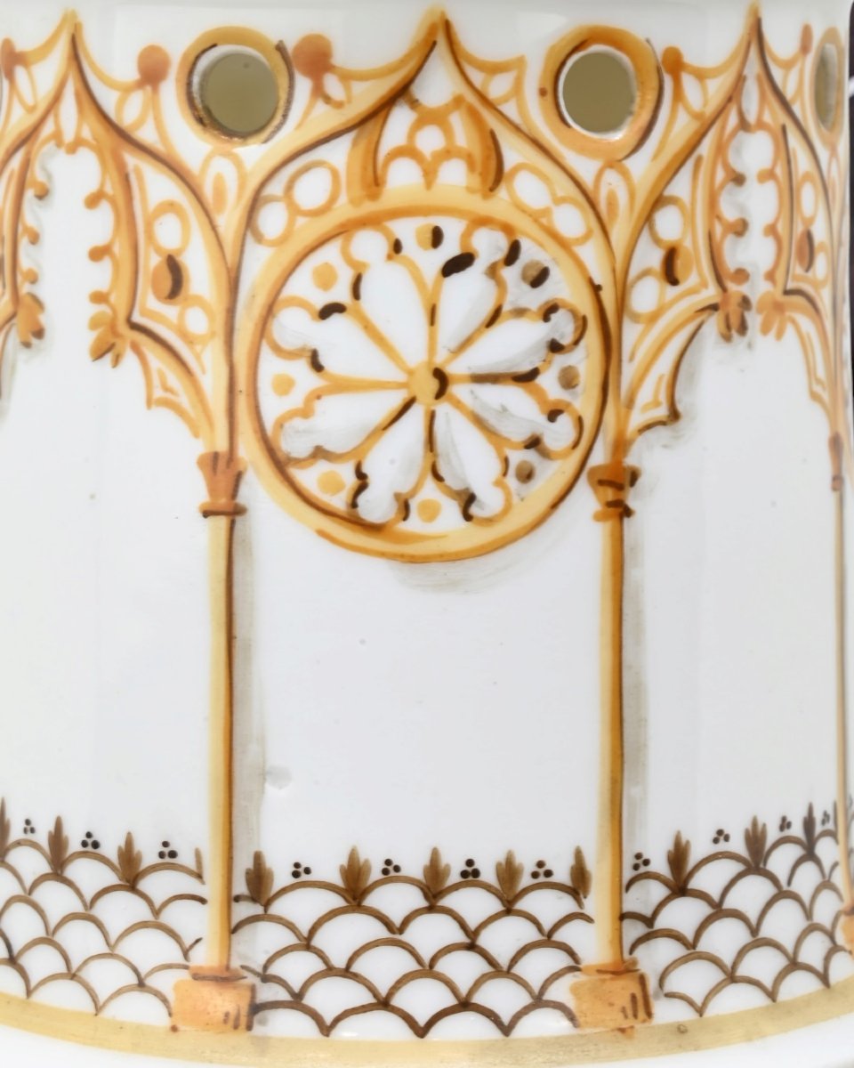 Porte à tisane en porcelaine polychrome - France, XIXe siècle-photo-4